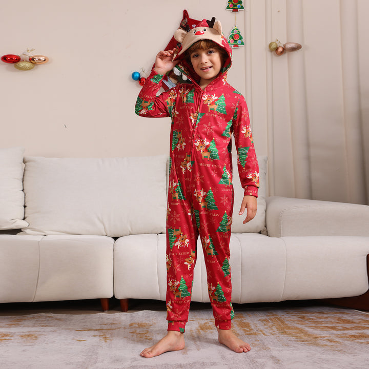 Family Matching Christmas Pyjamas Hooded | Reindeer Print