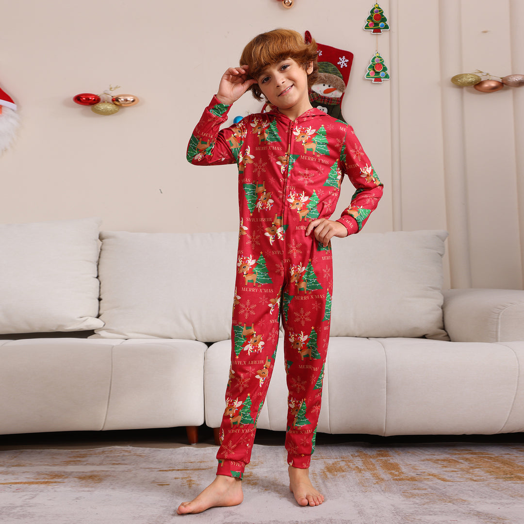 Family Matching Christmas Pyjamas Hooded | Reindeer Print