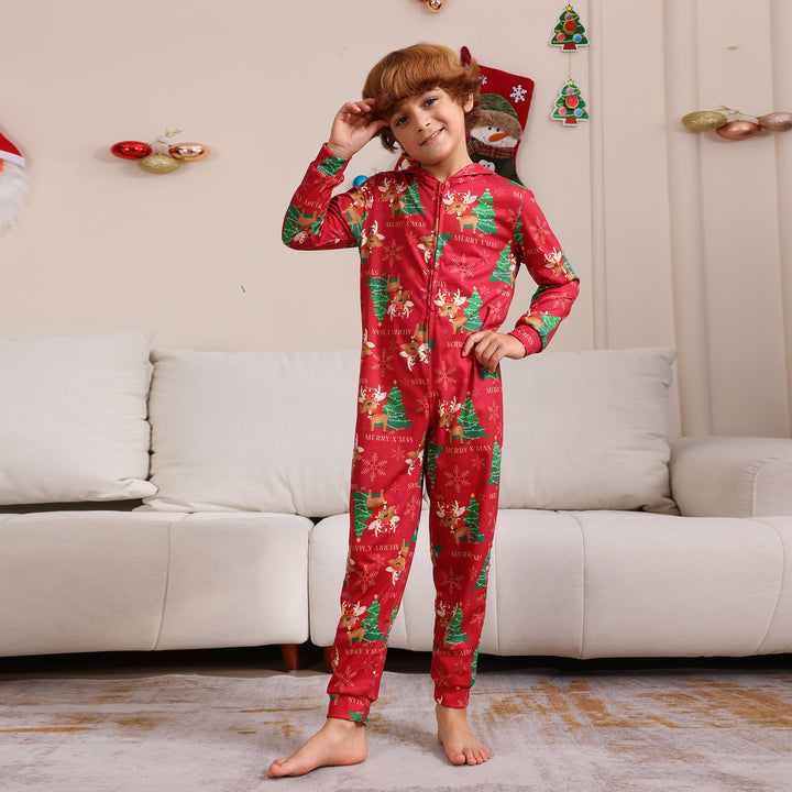 Family Matching Christmas Pyjamas Hooded | Reindeer Print