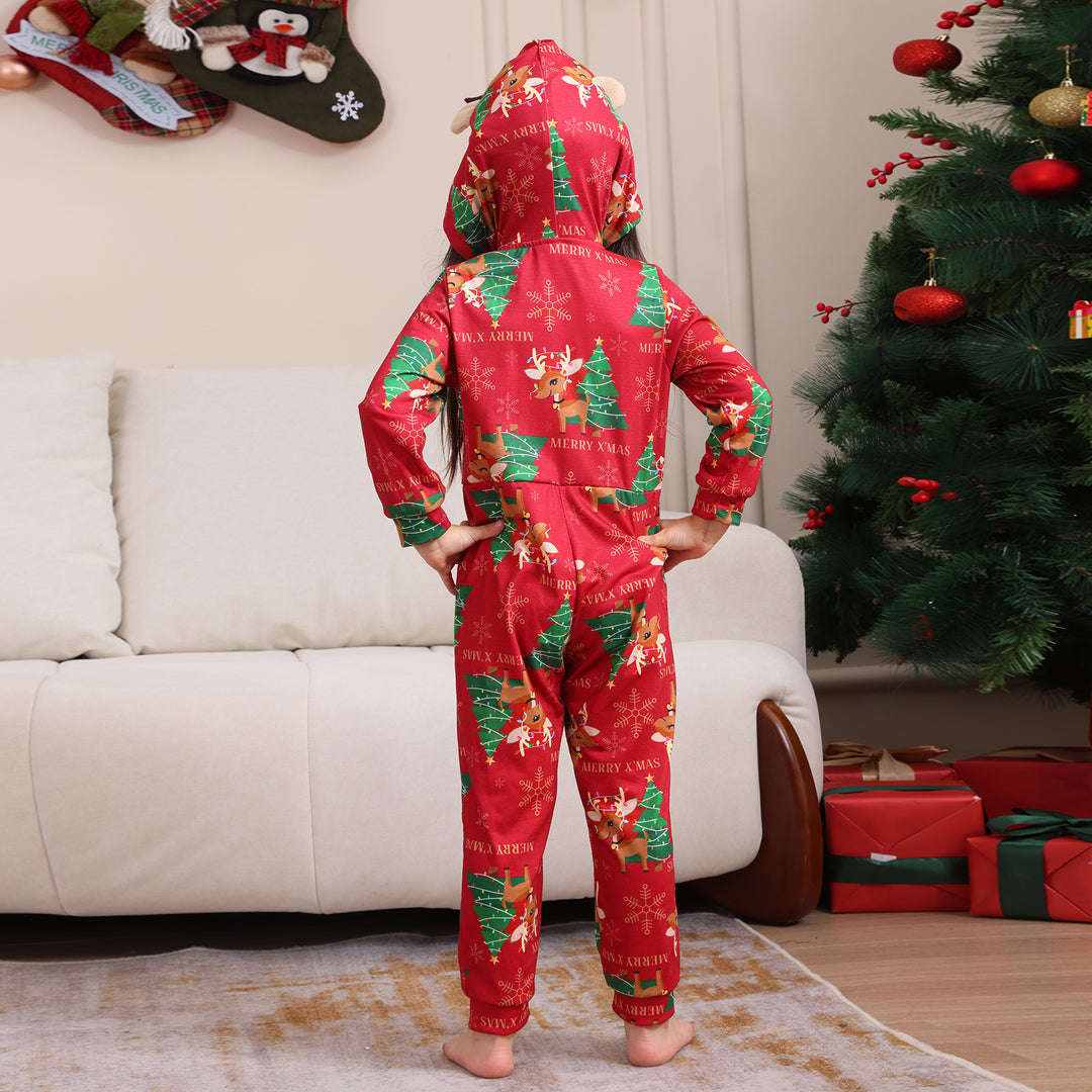 Family Matching Christmas Pyjamas Hooded | Reindeer Print