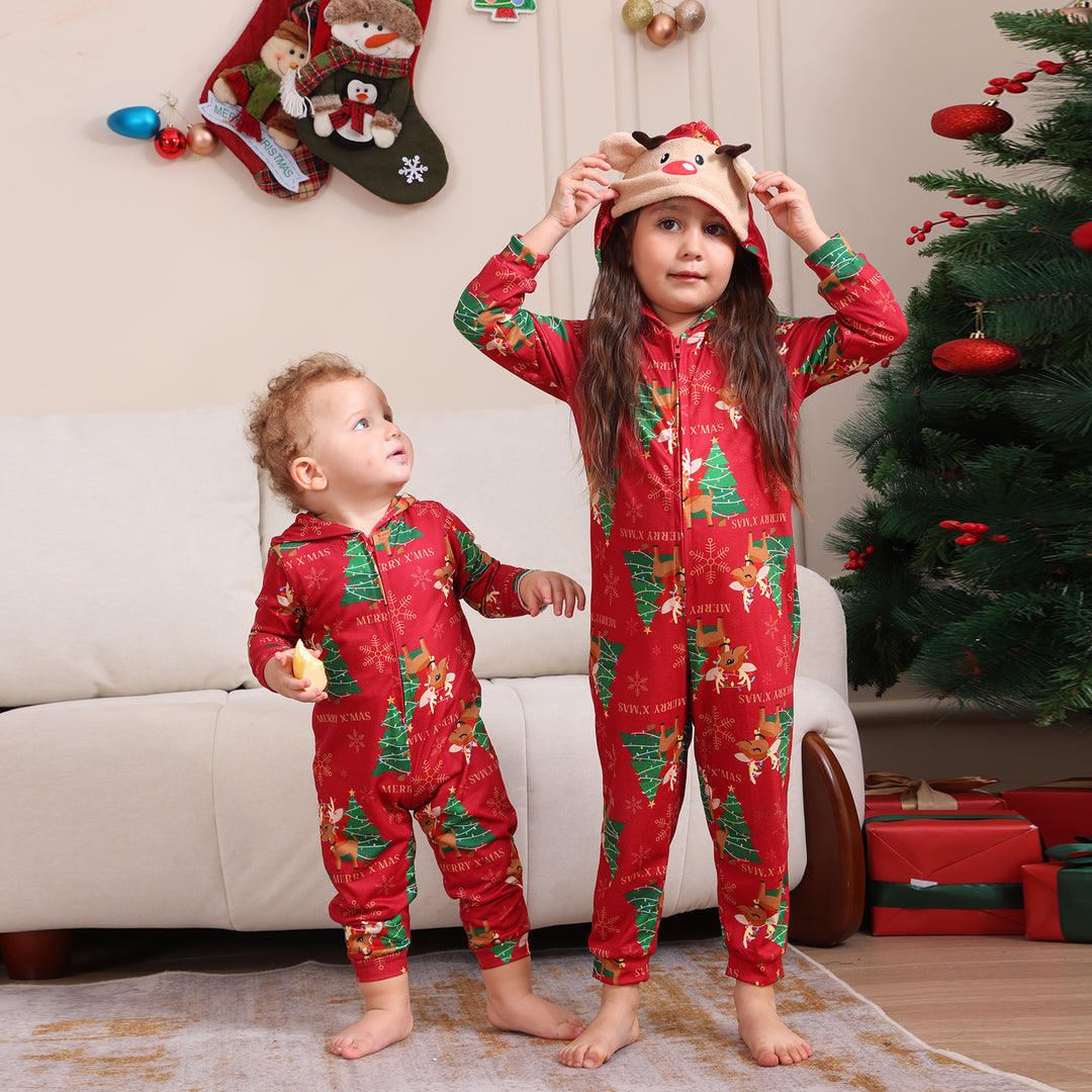 Family Matching Christmas Pyjamas Hooded | Reindeer Print