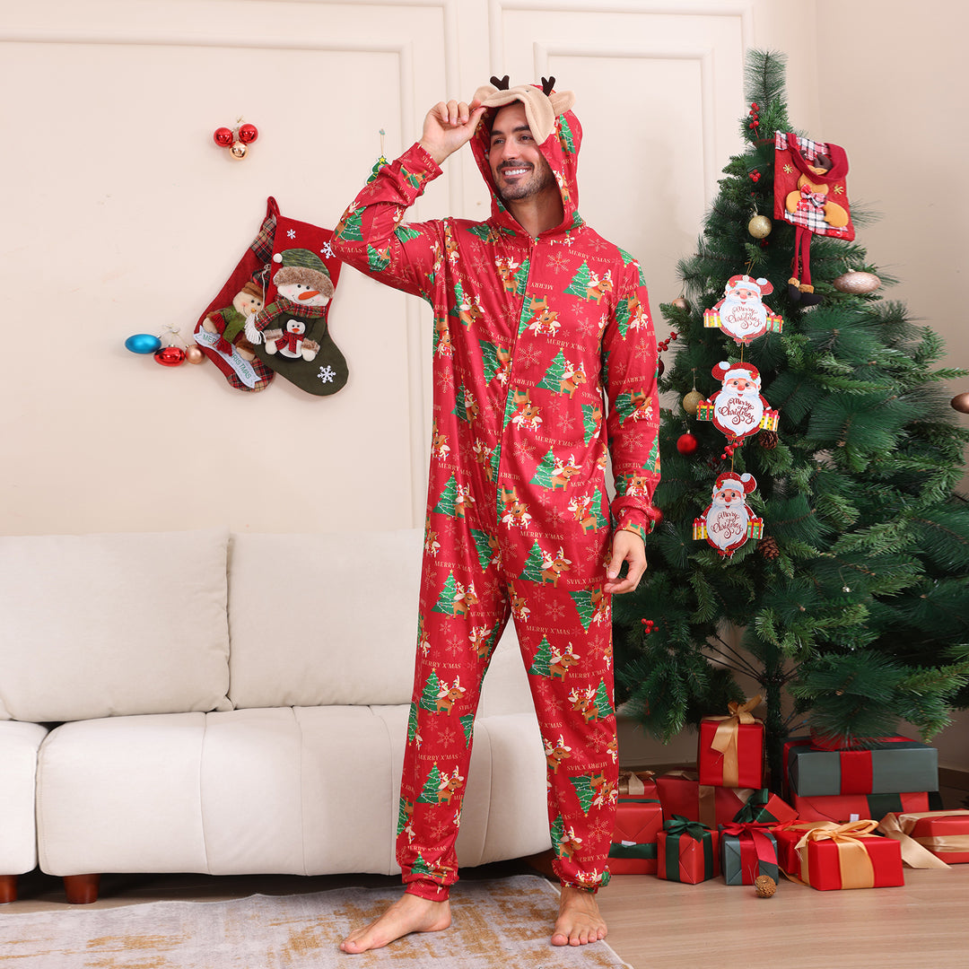 Family Matching Christmas Pyjamas Hooded | Reindeer Print