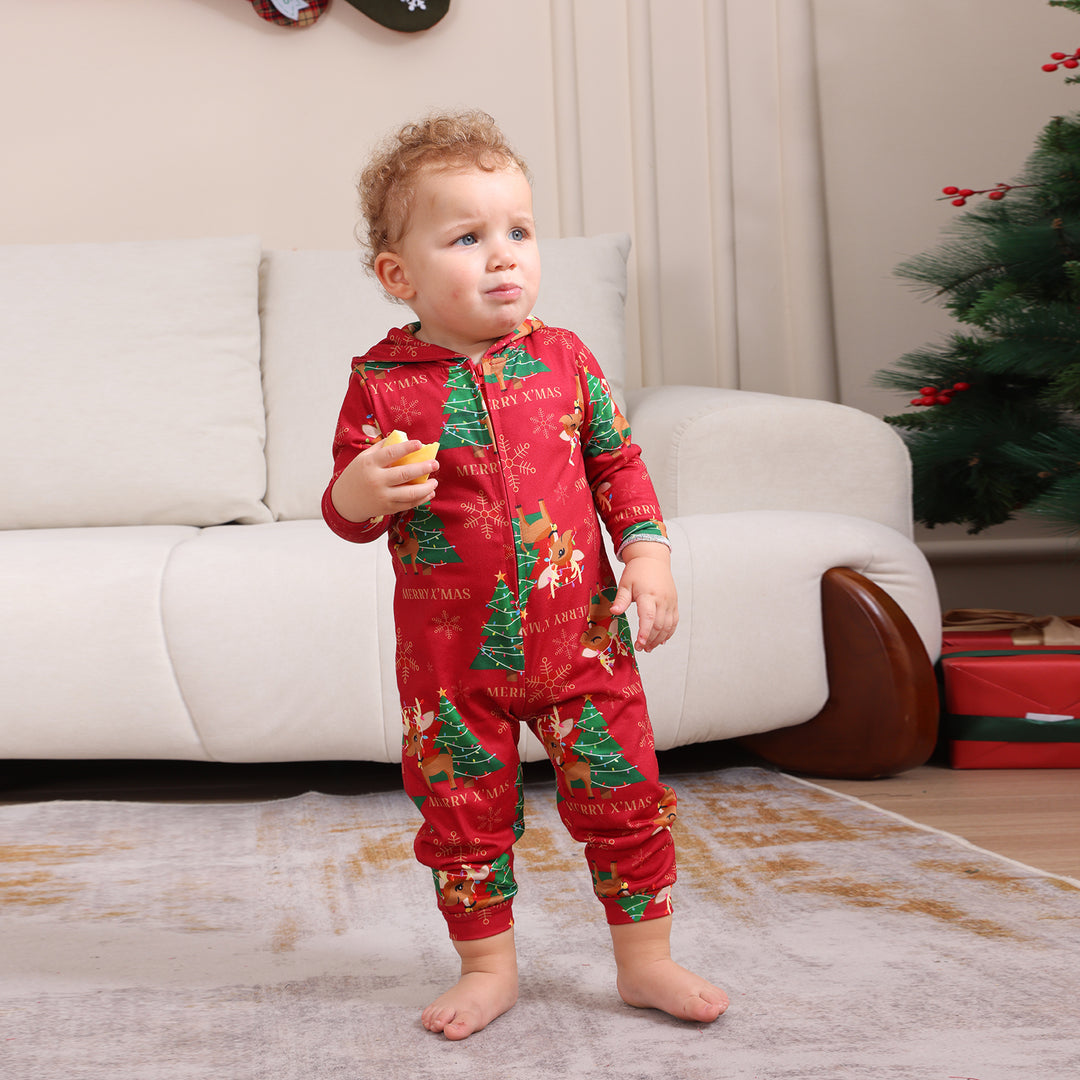 Family Matching Christmas Pyjamas Hooded | Reindeer Print