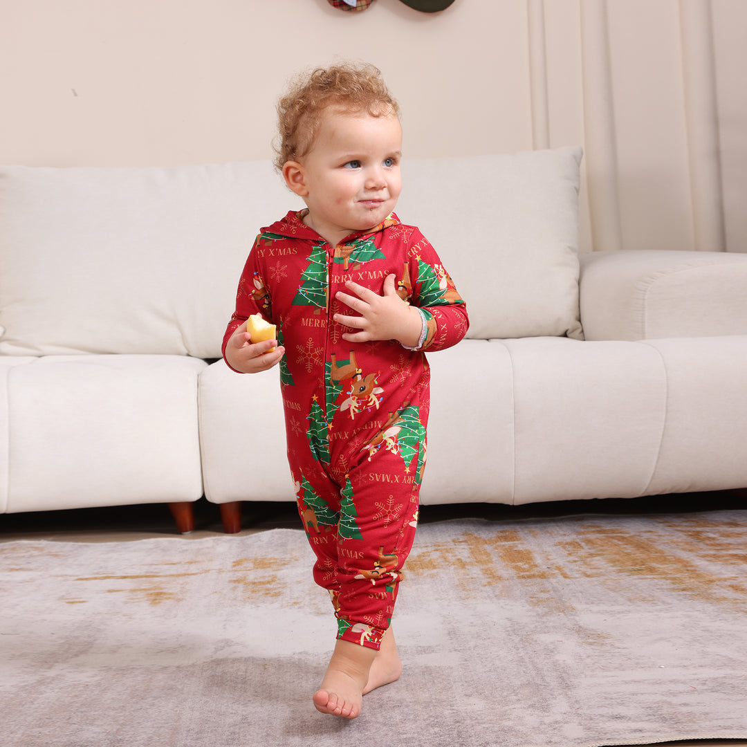 Family Matching Christmas Pyjamas Hooded | Reindeer Print
