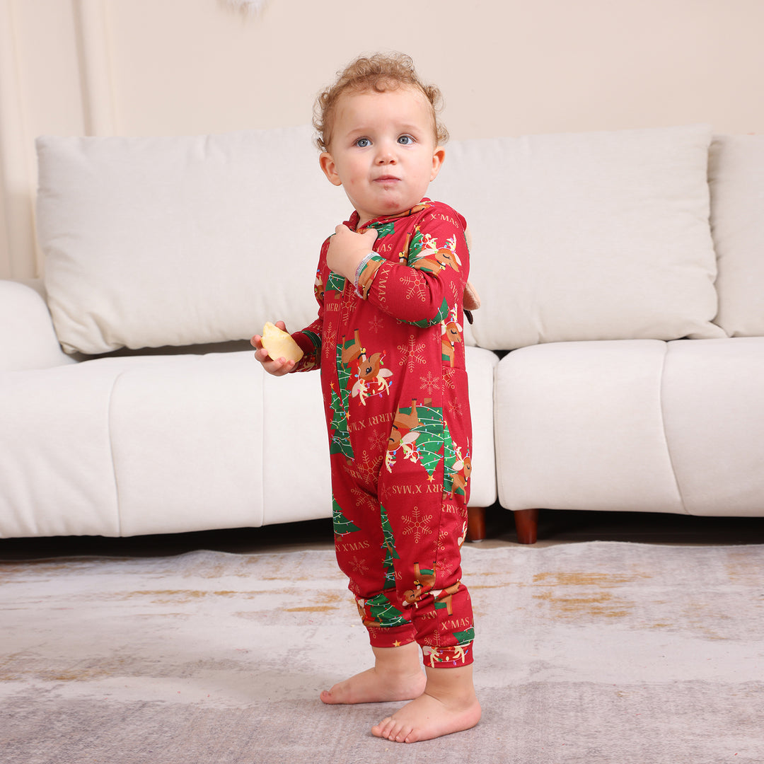Family Matching Christmas Pyjamas Hooded | Reindeer Print