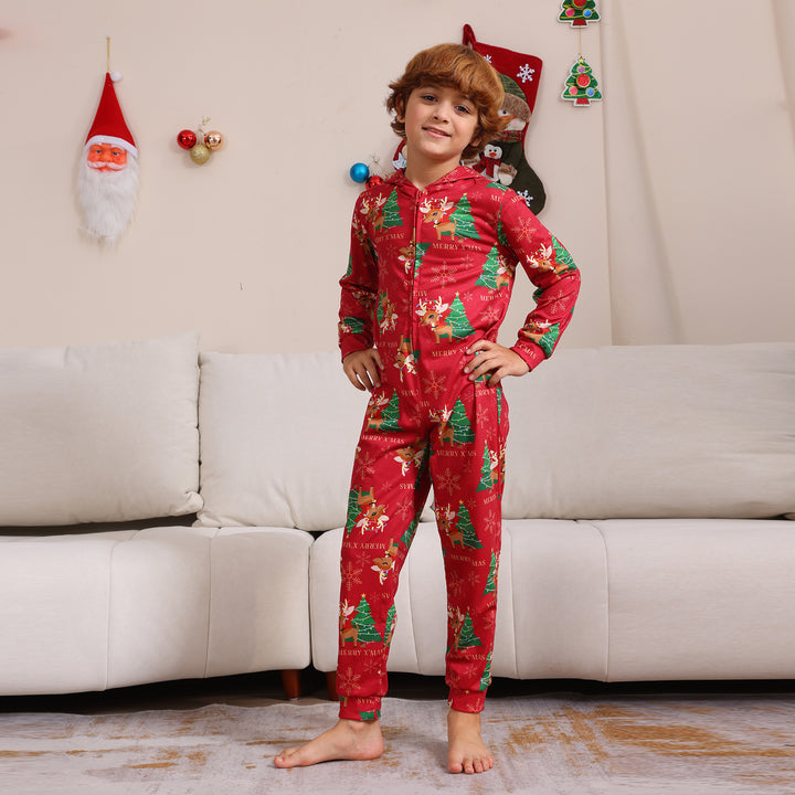 Family Matching Christmas Pyjamas Hooded | Reindeer Print