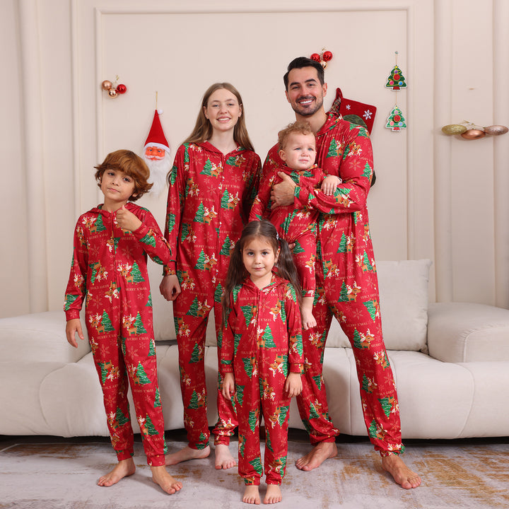 Family Matching Christmas Pyjamas Hooded | Reindeer Print