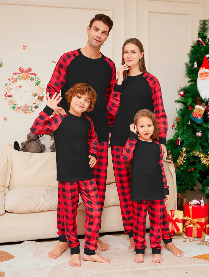 Family Matching Christmas Pyjamas Plaid Set | Raglan Sleeves