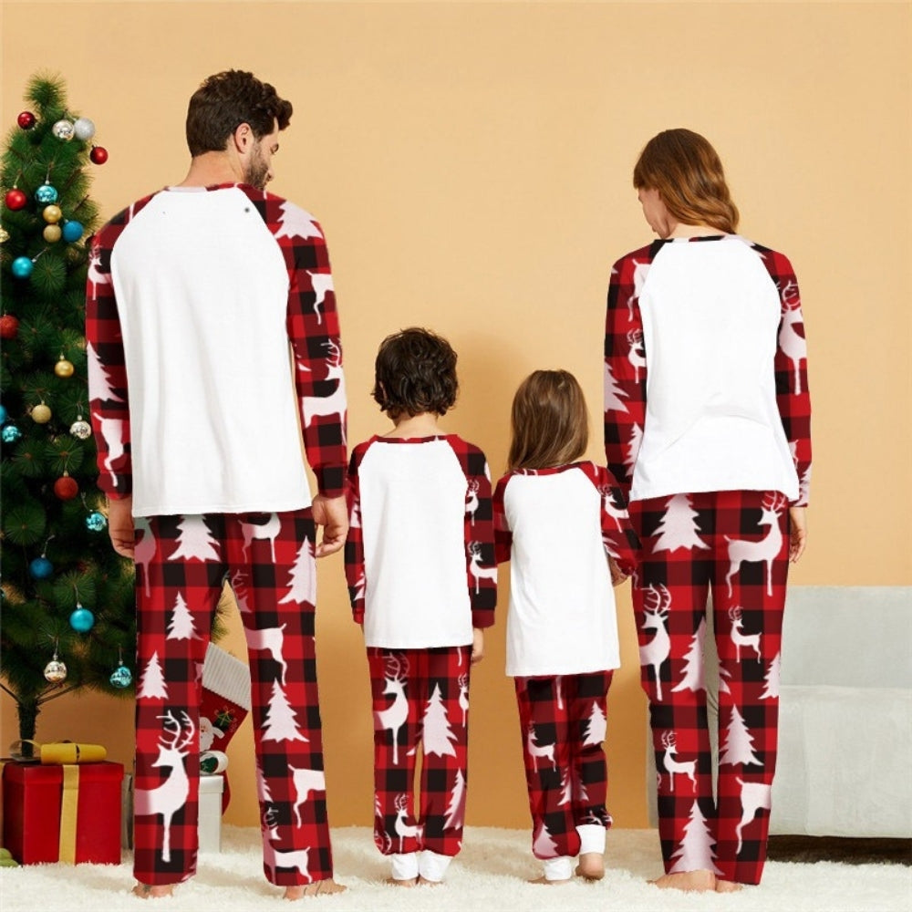 Family Matching Christmas Pyjamas Plaid Set | Reindeer Print