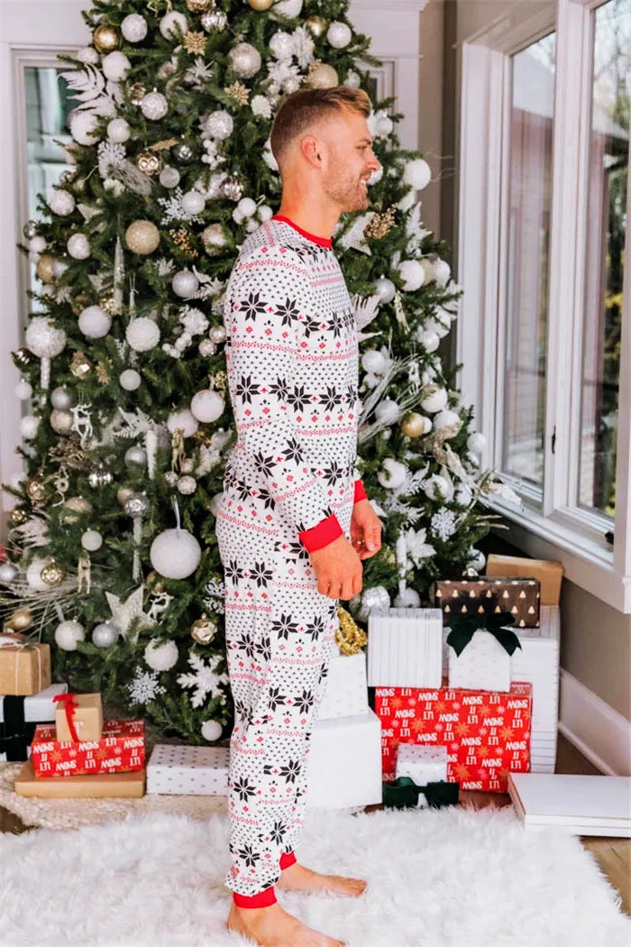 Family Matching Christmas Pyjamas with Snowflake Print | Long Sleeve