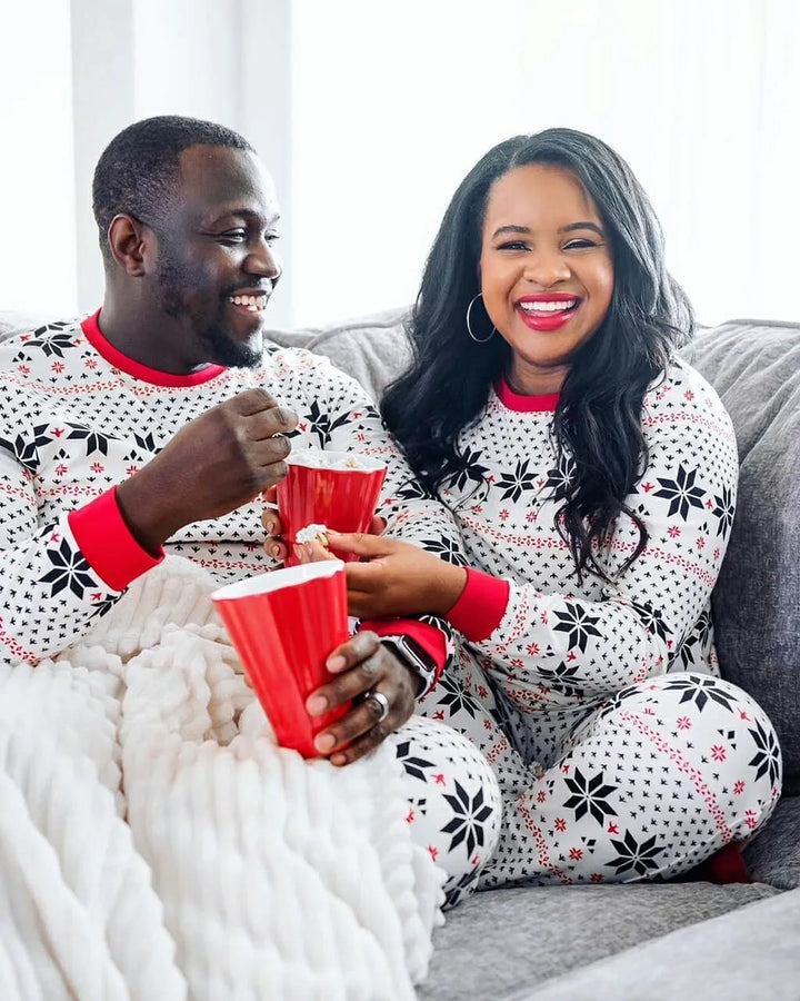 Family Matching Christmas Pyjamas with Snowflake Print | Long Sleeve