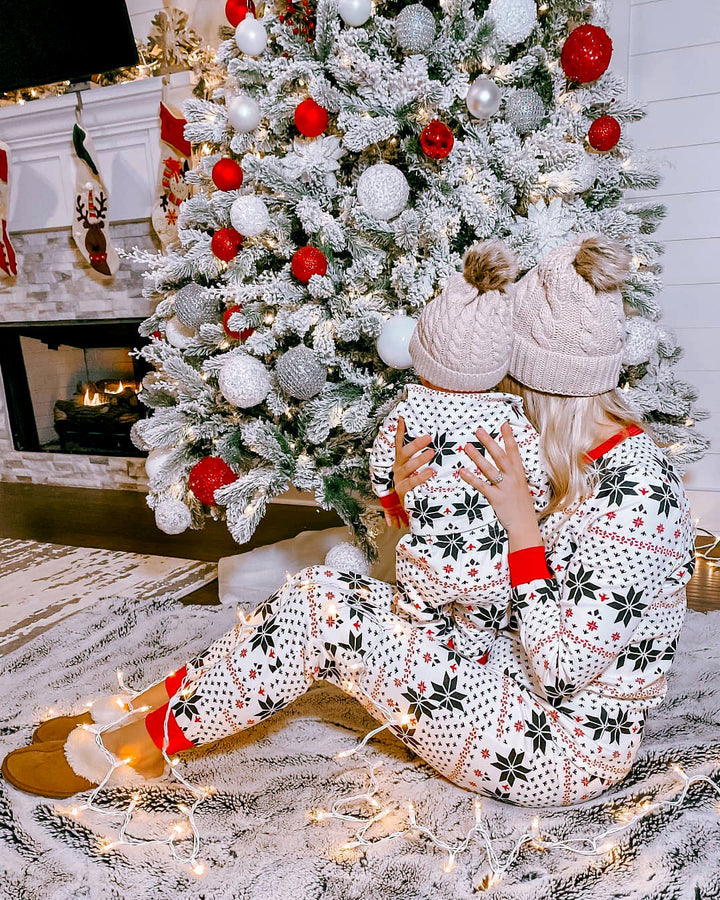 Family Matching Christmas Pyjamas with Snowflake Print | Long Sleeve