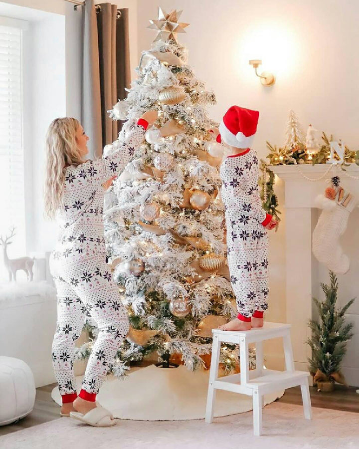 Family Matching Christmas Pyjamas with Snowflake Print | Long Sleeve