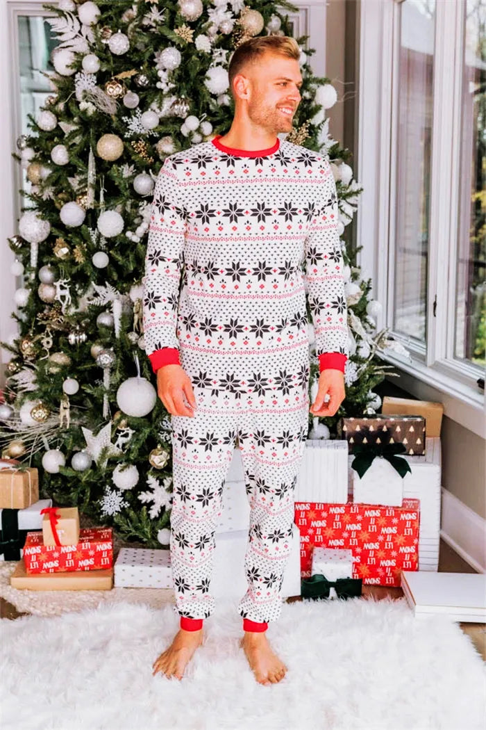 Family Matching Christmas Pyjamas with Snowflake Print | Long Sleeve