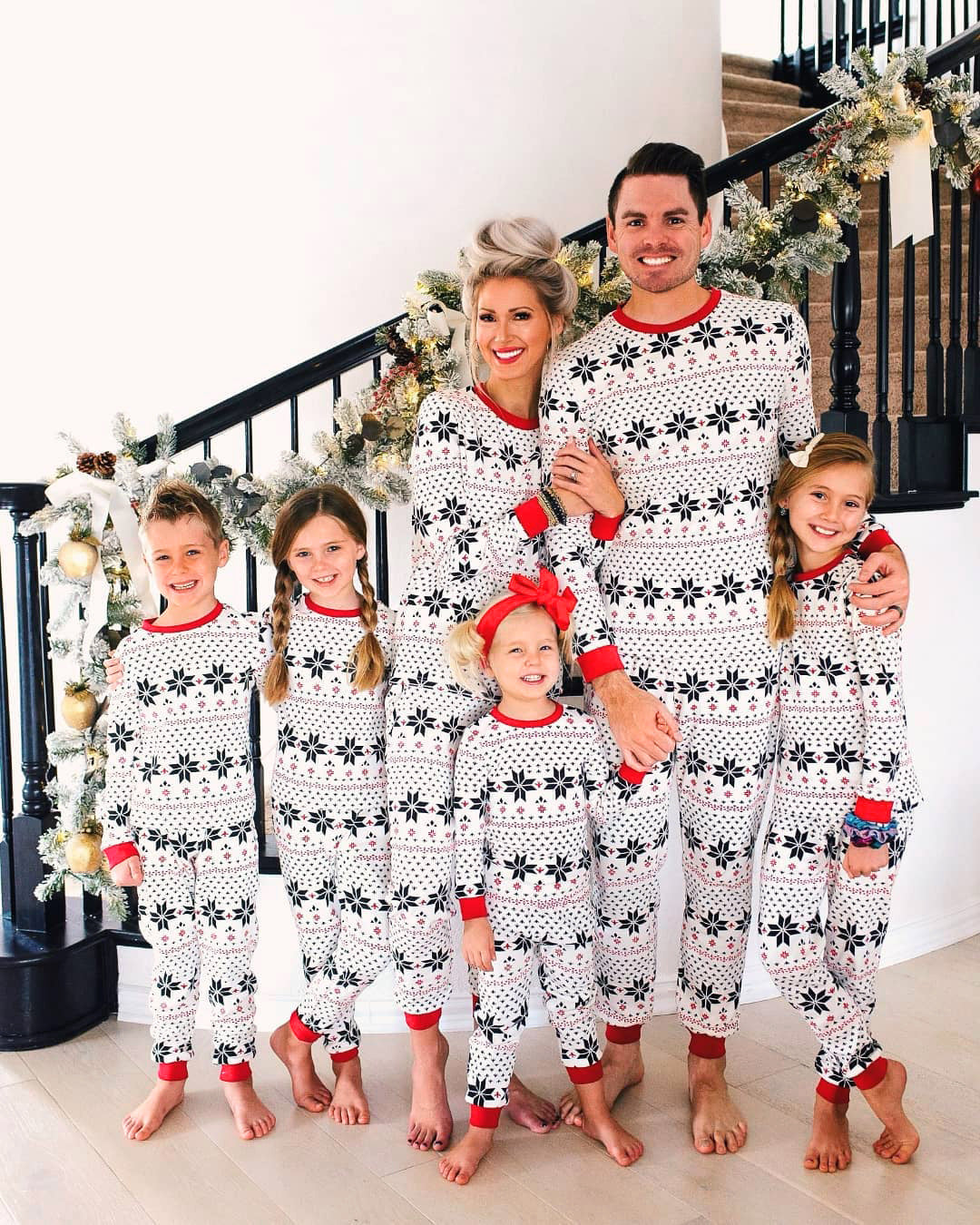 Family Matching Christmas Pyjamas with Snowflake Print | Long Sleeve