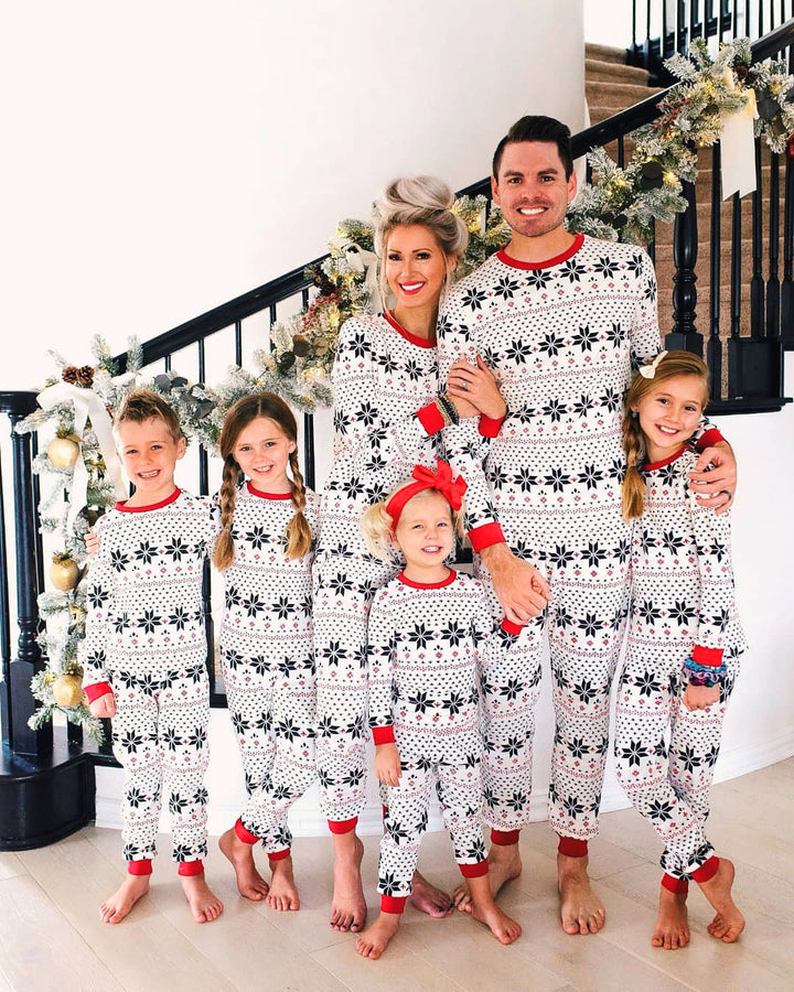 Family Matching Christmas Pyjamas with Snowflake Print | Long Sleeve