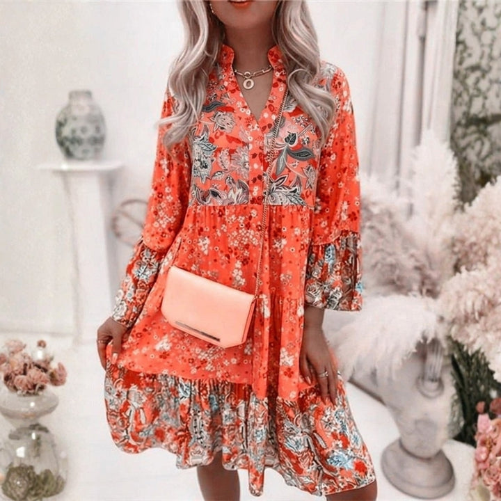 Women's Shirt Dress Floral Tiered | Boho Mini