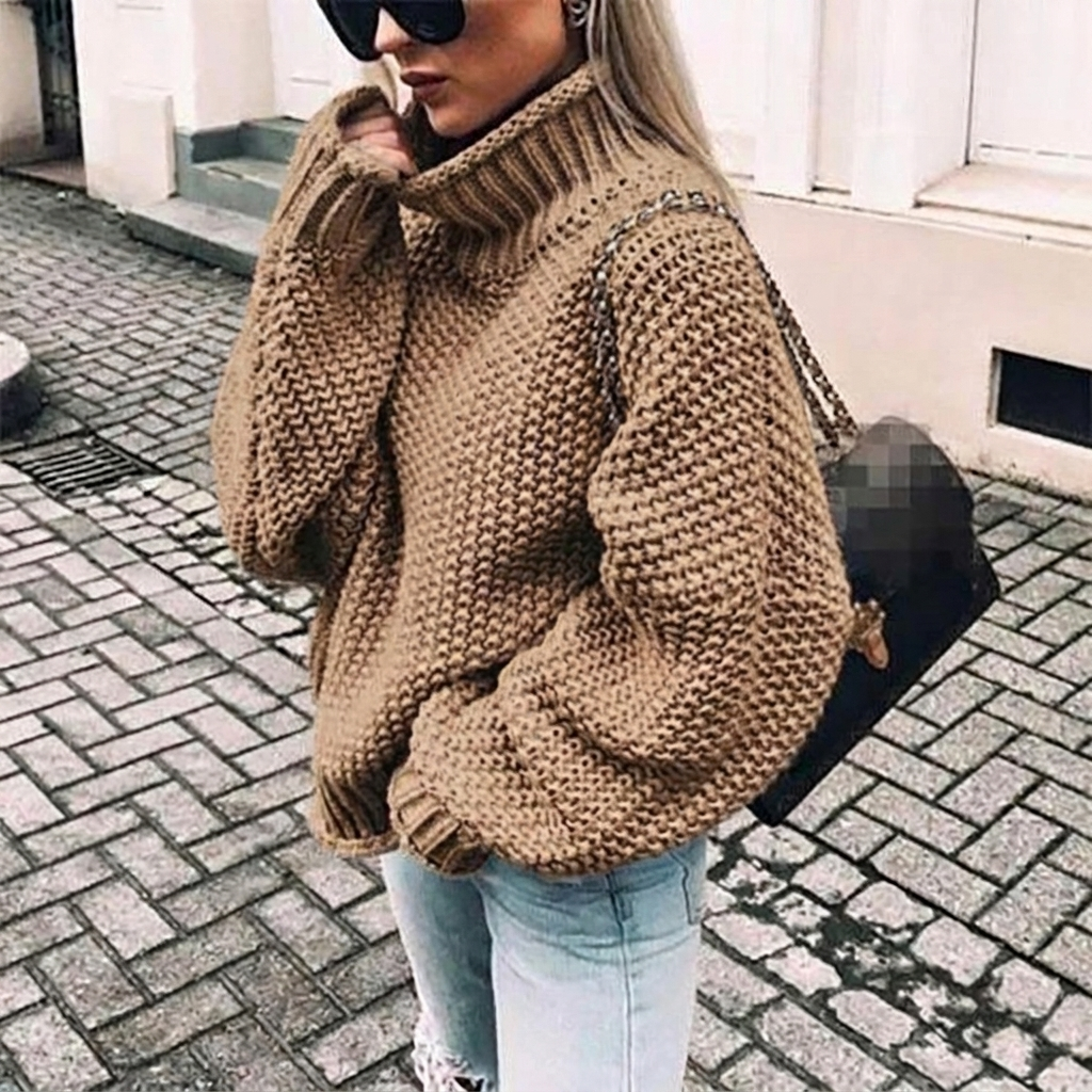 Women's Chunky Knitted Jumper Turtleneck | Oversized