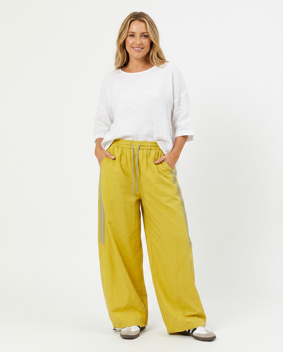 Women's Wide Leg Trackpants with Side Stripe | Baggy