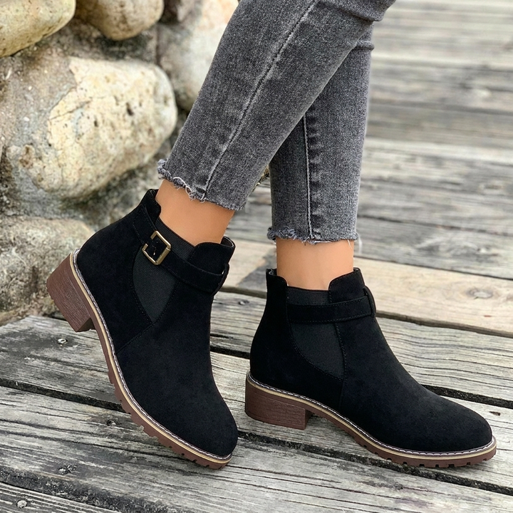 Women's Chelsea Ankle Boots with Buckle Strap | Block Heel