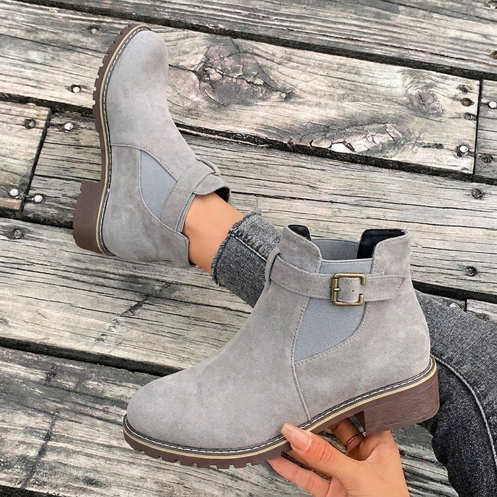 Women's Chelsea Ankle Boots with Buckle Strap | Block Heel