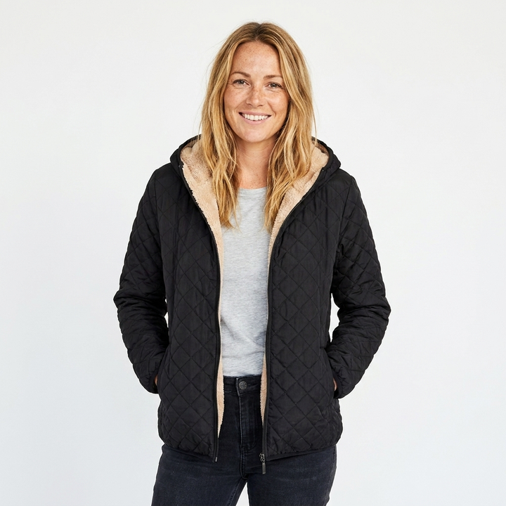 Women's Quilted Jacket with Hood | Zip Up