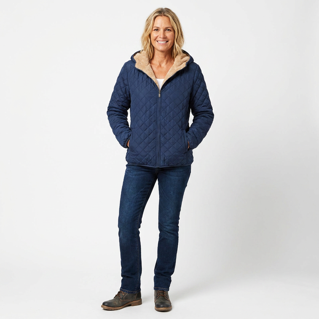 Women's Quilted Jacket with Hood | Zip Up