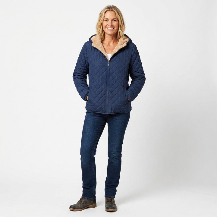 Women's Quilted Jacket with Hood | Zip Up
