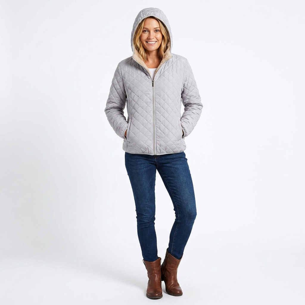 Women's Quilted Jacket with Hood | Zip Up