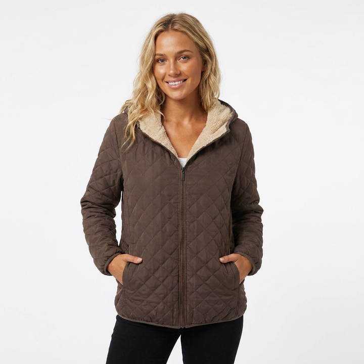 Women's Quilted Jacket with Hood | Zip Up