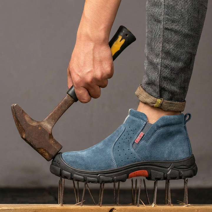 Men's Safety Shoes with Elastic Side Panel & Lug Sole | Work Boot