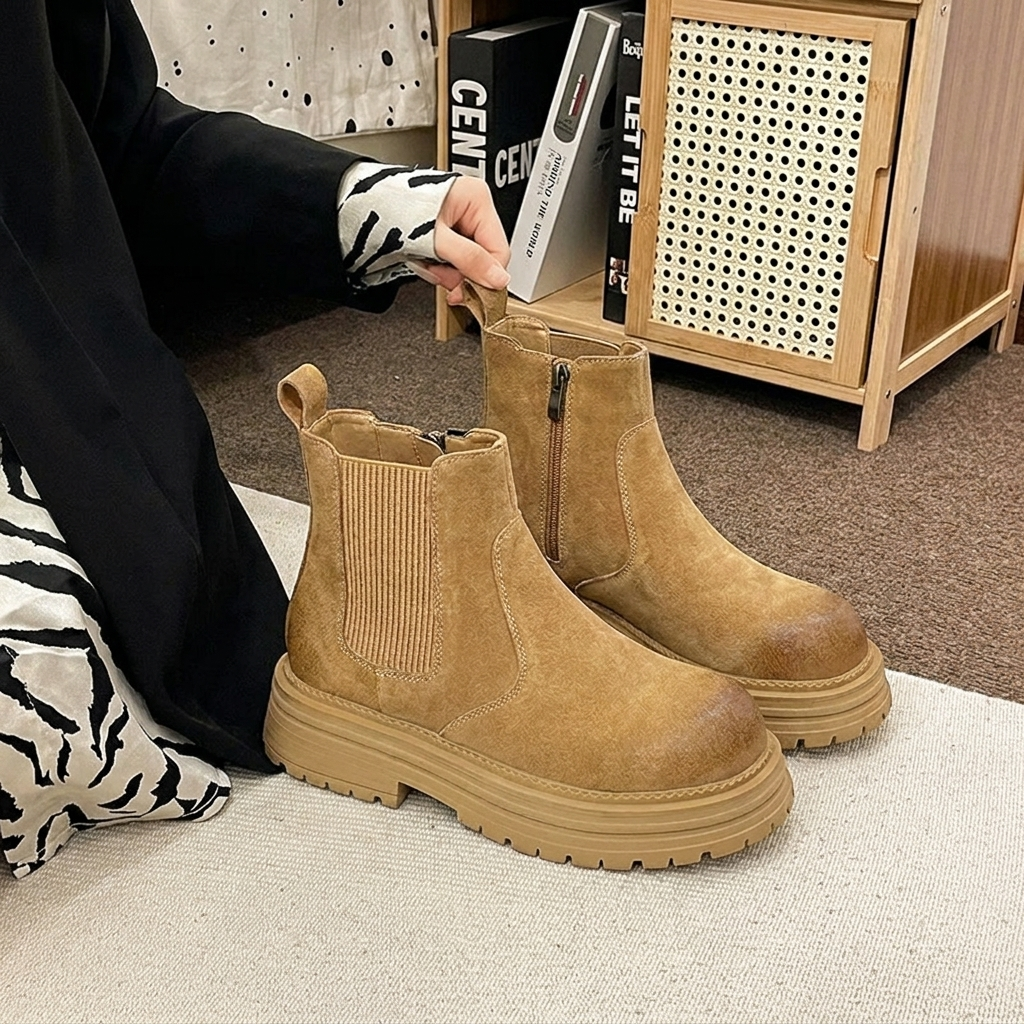 Women's Chelsea Boots with Pull Tab & Elastic Gusset | Platform