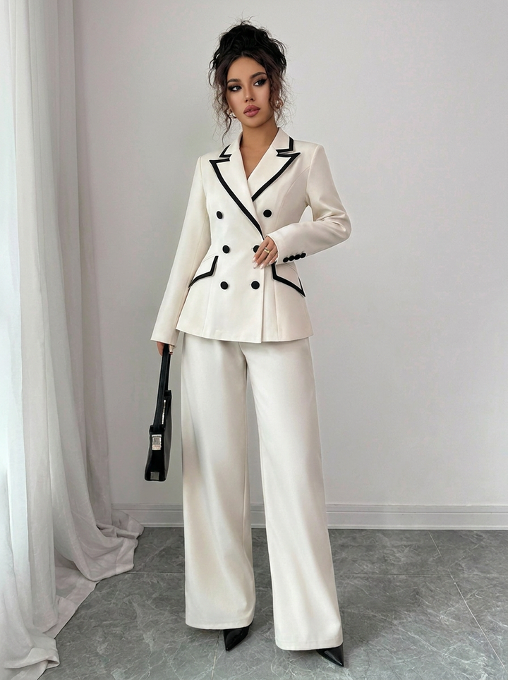 Women's Workwear Set with Blazer & Wide Leg Pants | Formal