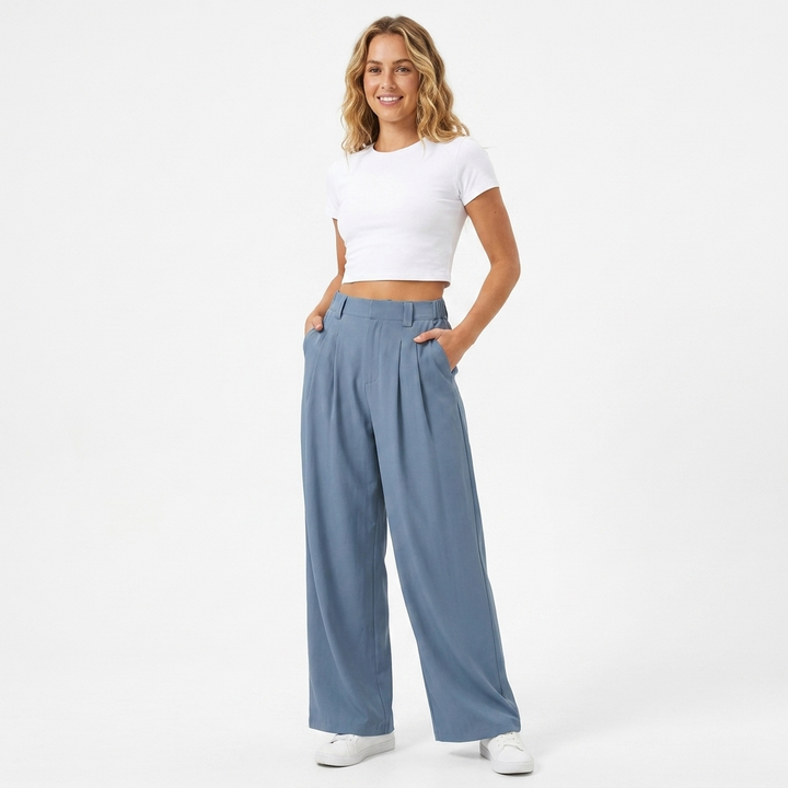 Women's Work Pants Wide Leg Tailored | High-Waisted