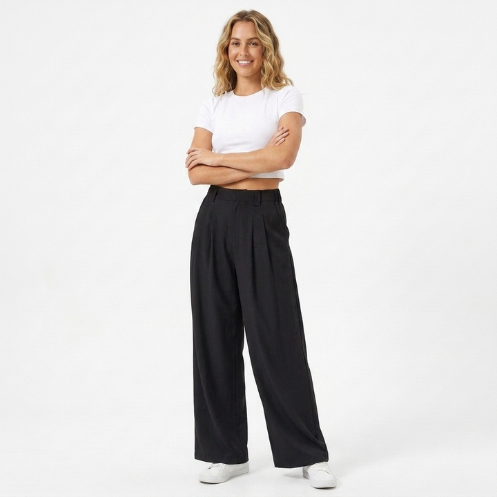 Women's Work Pants Wide Leg Tailored | High-Waisted