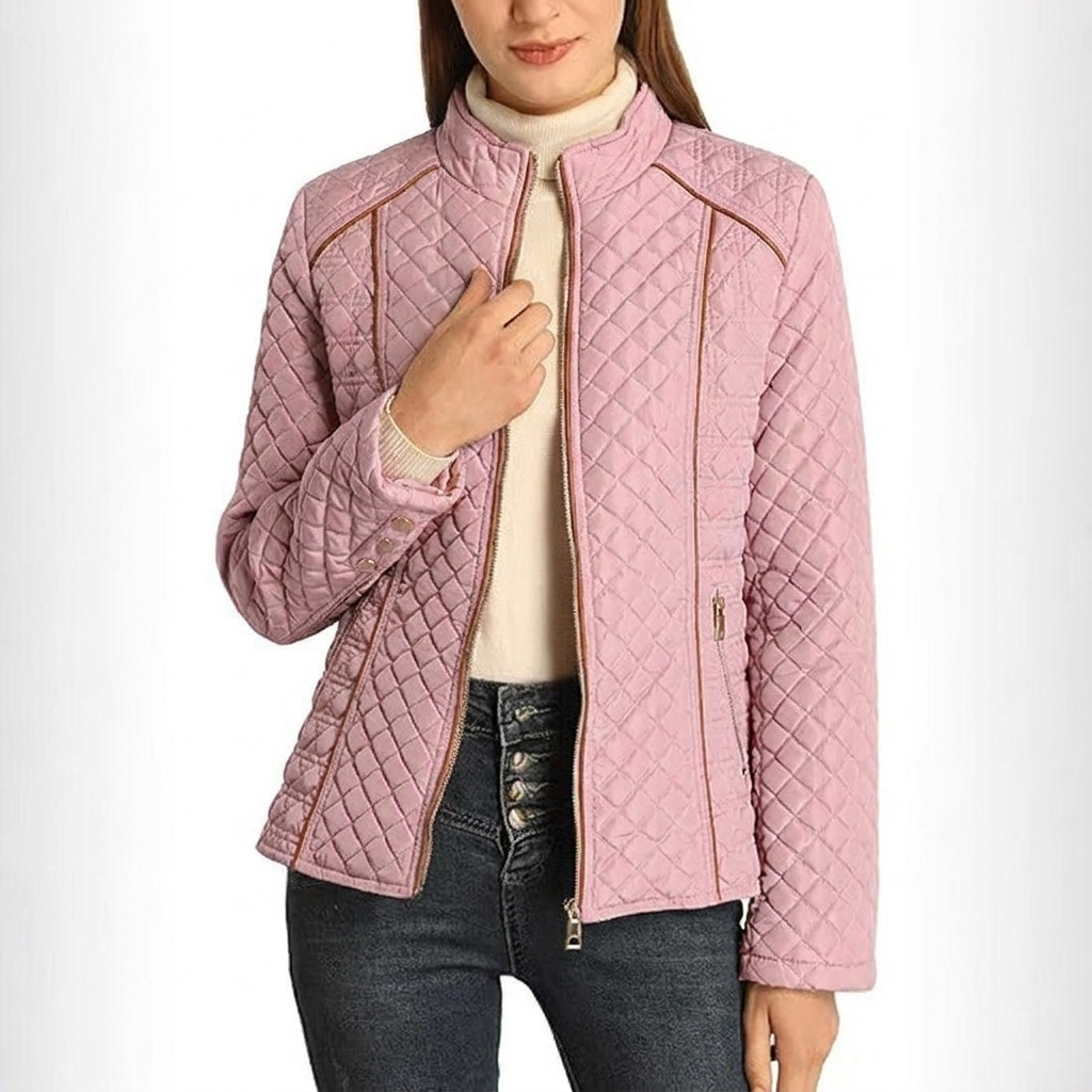 Women's Quilted Jacket with Stand Collar | Zip Up
