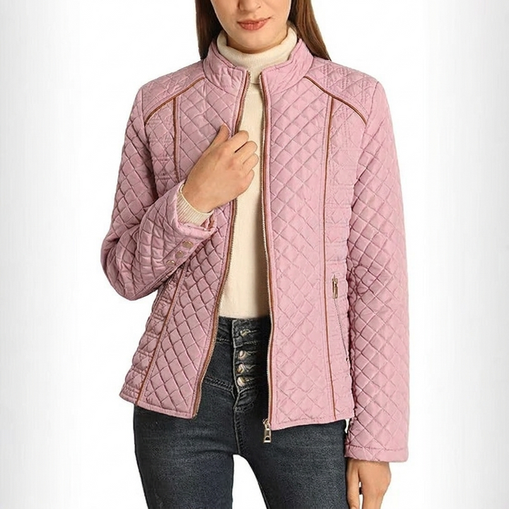 Women's Quilted Jacket with Stand Collar | Zip Up