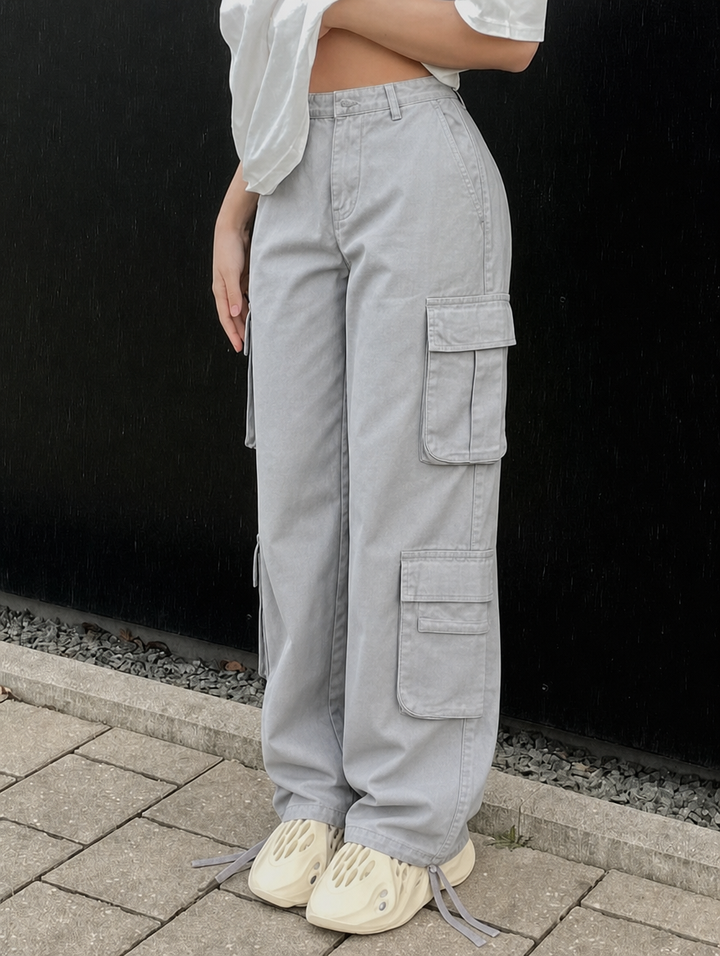 Women's Cargo Pants with Wide Leg & SIde Pockets | Relaxed Baggy