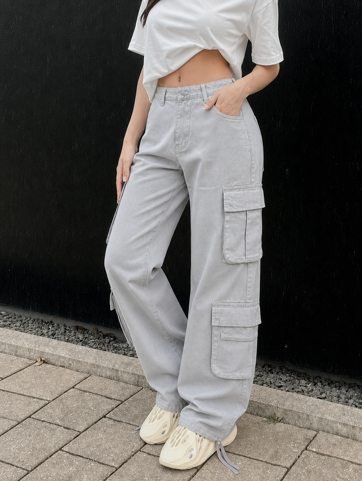 Women's Cargo Pants with Wide Leg & SIde Pockets | Relaxed Baggy