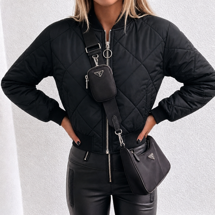 Women's Quilted Jacket Cropped Zip | Puffer Style