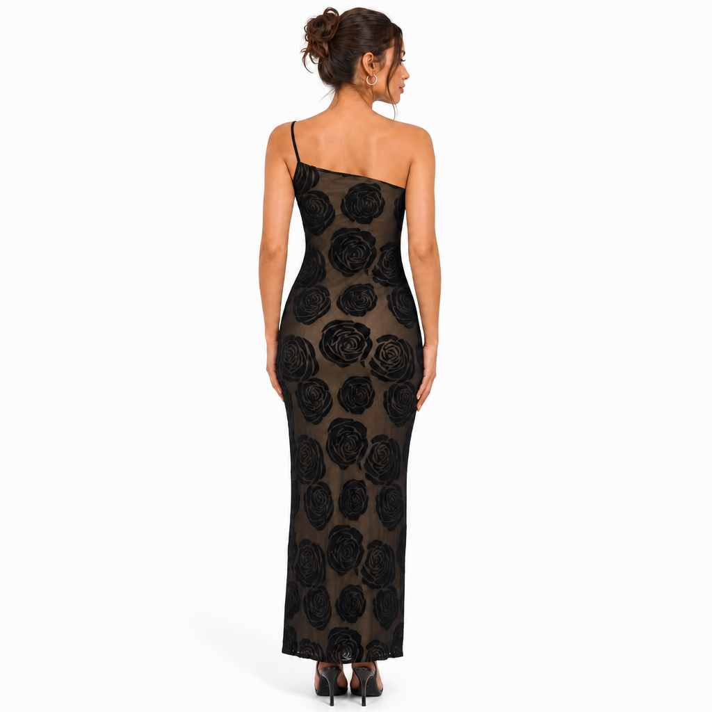 Women's Floral Dress with One Shoulder | Maxi