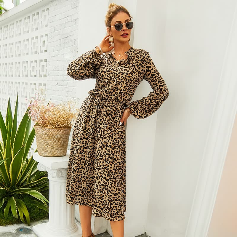 Women's Witchery Dress Midi Leopard Print | Casual