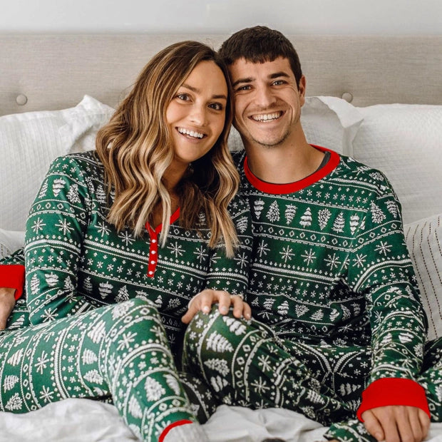 Matching Christmas Pyjamas for Family | Snowflake & Tree Print