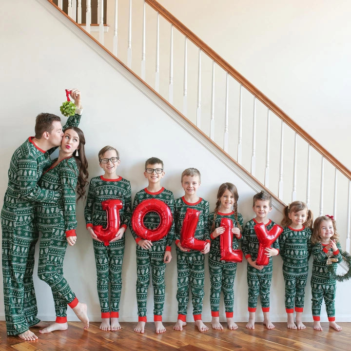 Matching Christmas Pyjamas for Family | Snowflake & Tree Print