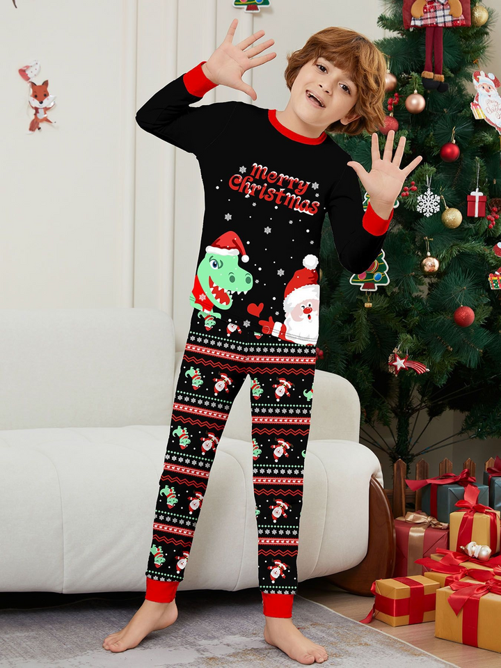Matching Christmas Pyjamas with Dinosaur & Santa Print | Family Set