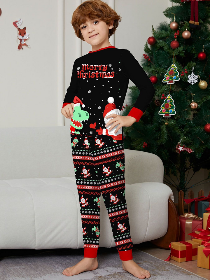Matching Christmas Pyjamas with Dinosaur & Santa Print | Family Set