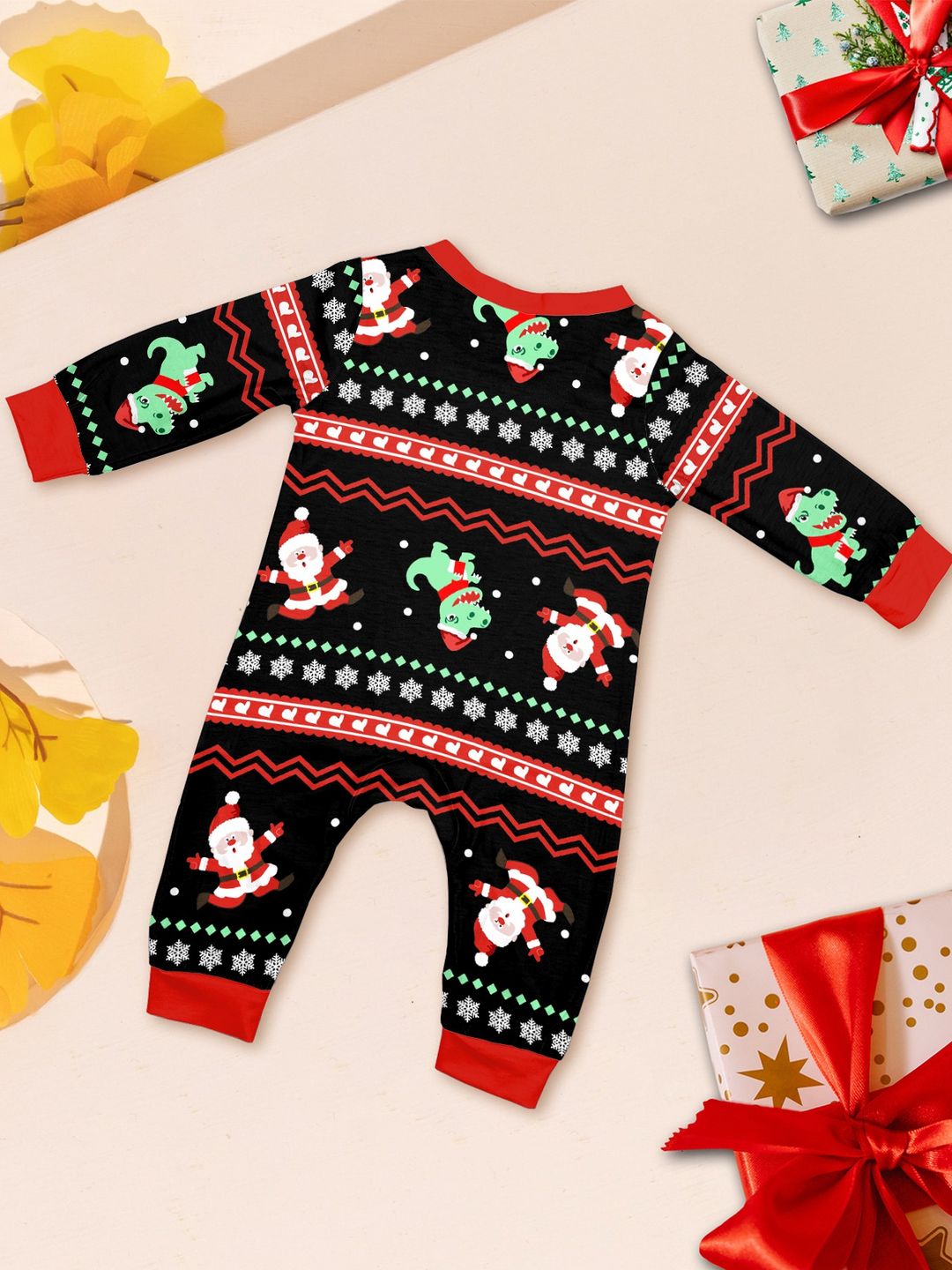 Matching Christmas Pyjamas with Dinosaur & Santa Print | Family Set
