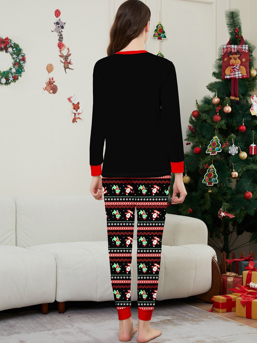 Matching Christmas Pyjamas with Dinosaur & Santa Print | Family Set