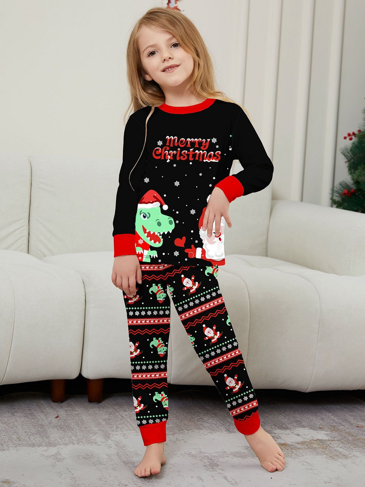 Matching Christmas Pyjamas with Dinosaur & Santa Print | Family Set
