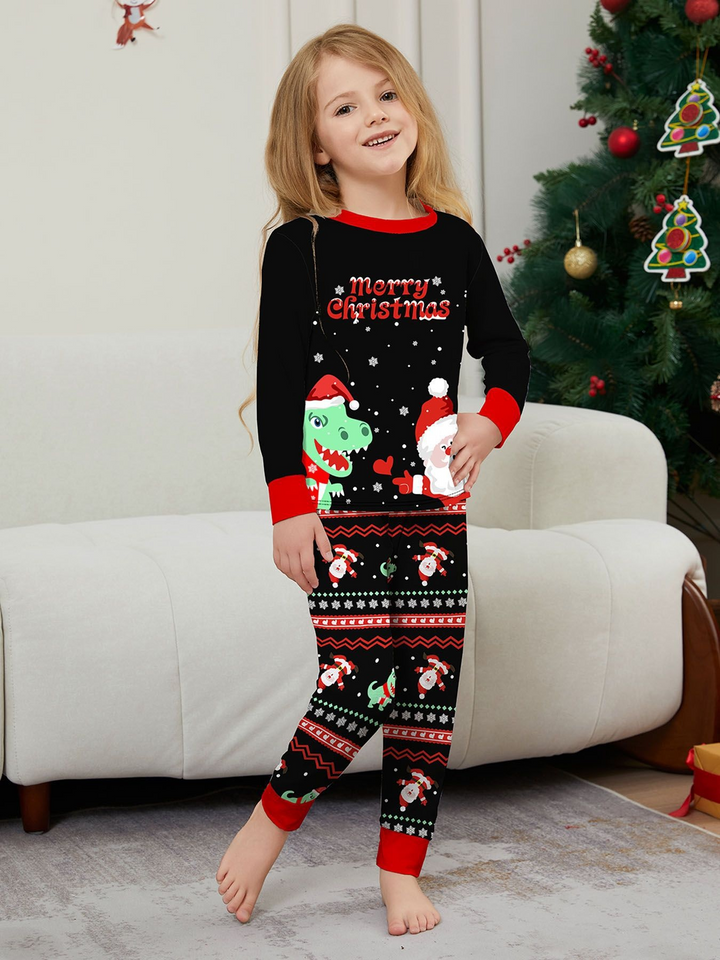 Matching Christmas Pyjamas with Dinosaur & Santa Print | Family Set